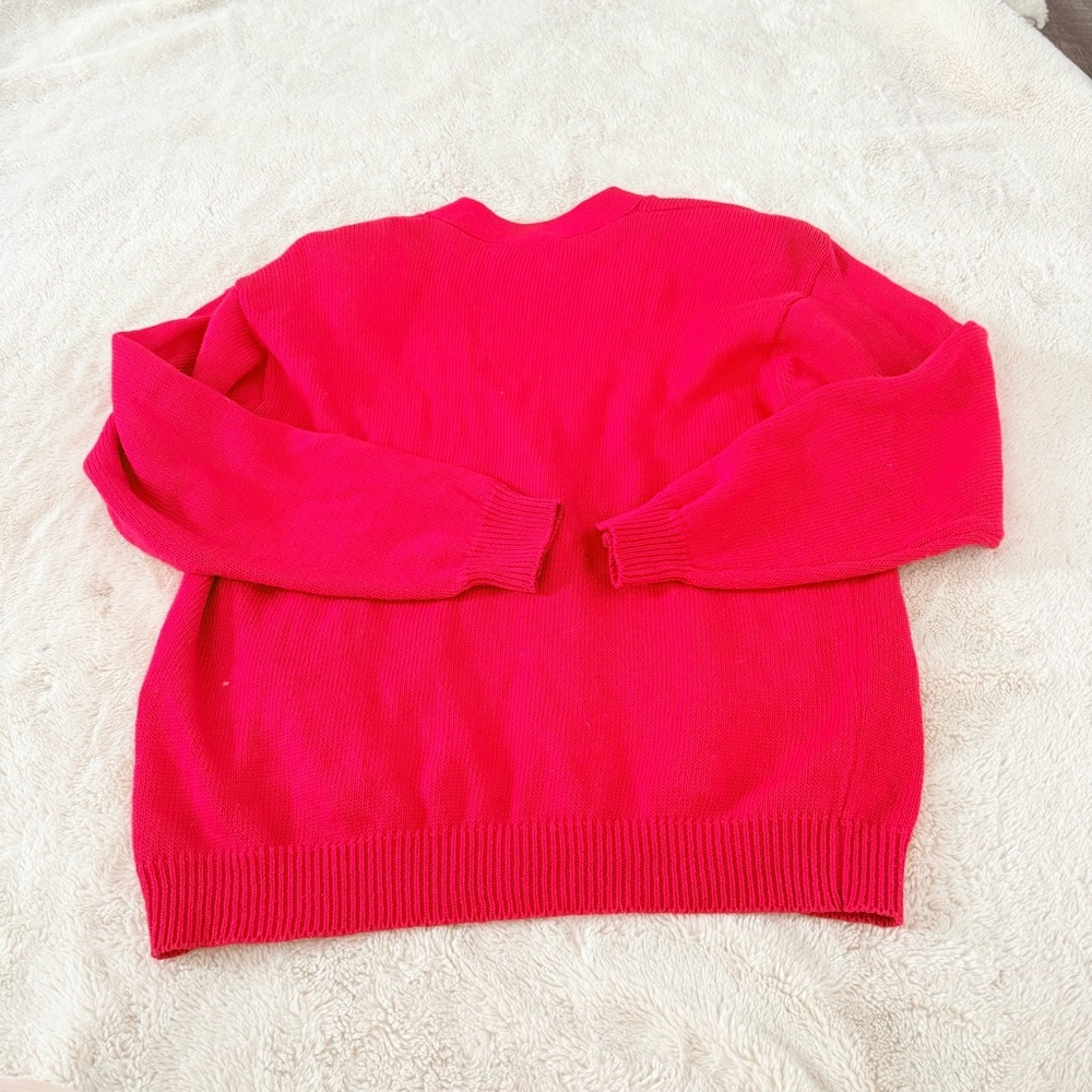 Red Floral Cardigan | Cottagecore Embroidery Ramie Cotton Knit Grandma Core - Picture 11 of 12